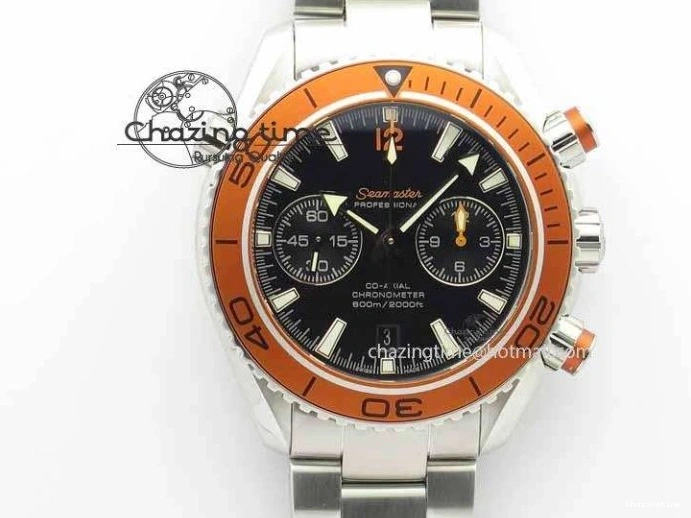0320 Sophisticated Planet Ocean Master Chronometer Chrono SS OM 1:1 Best Edition Orange On SS Bracelet A 8156